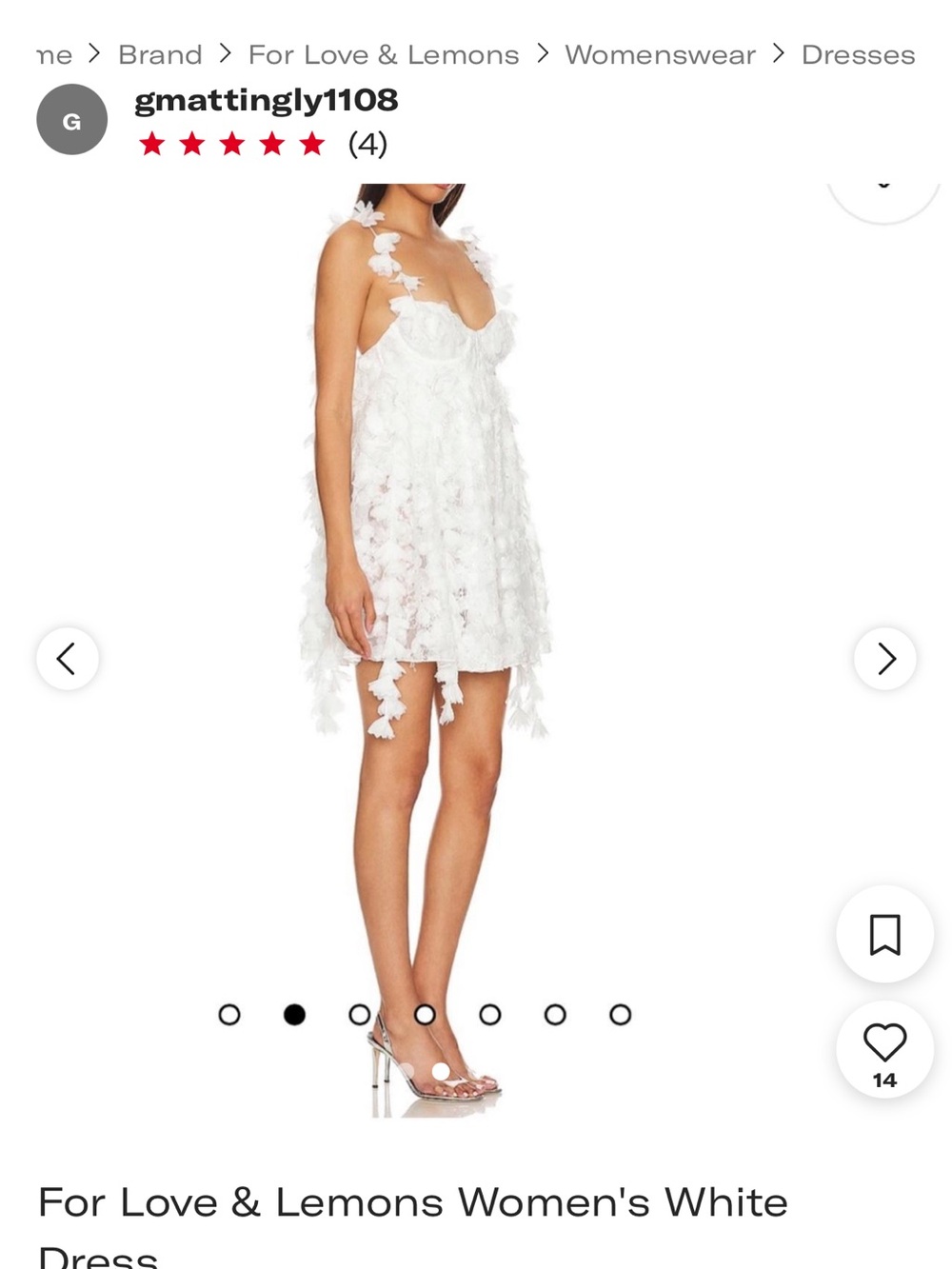 For Love & Lemons White Mini Dress - Picture 3 of 3
